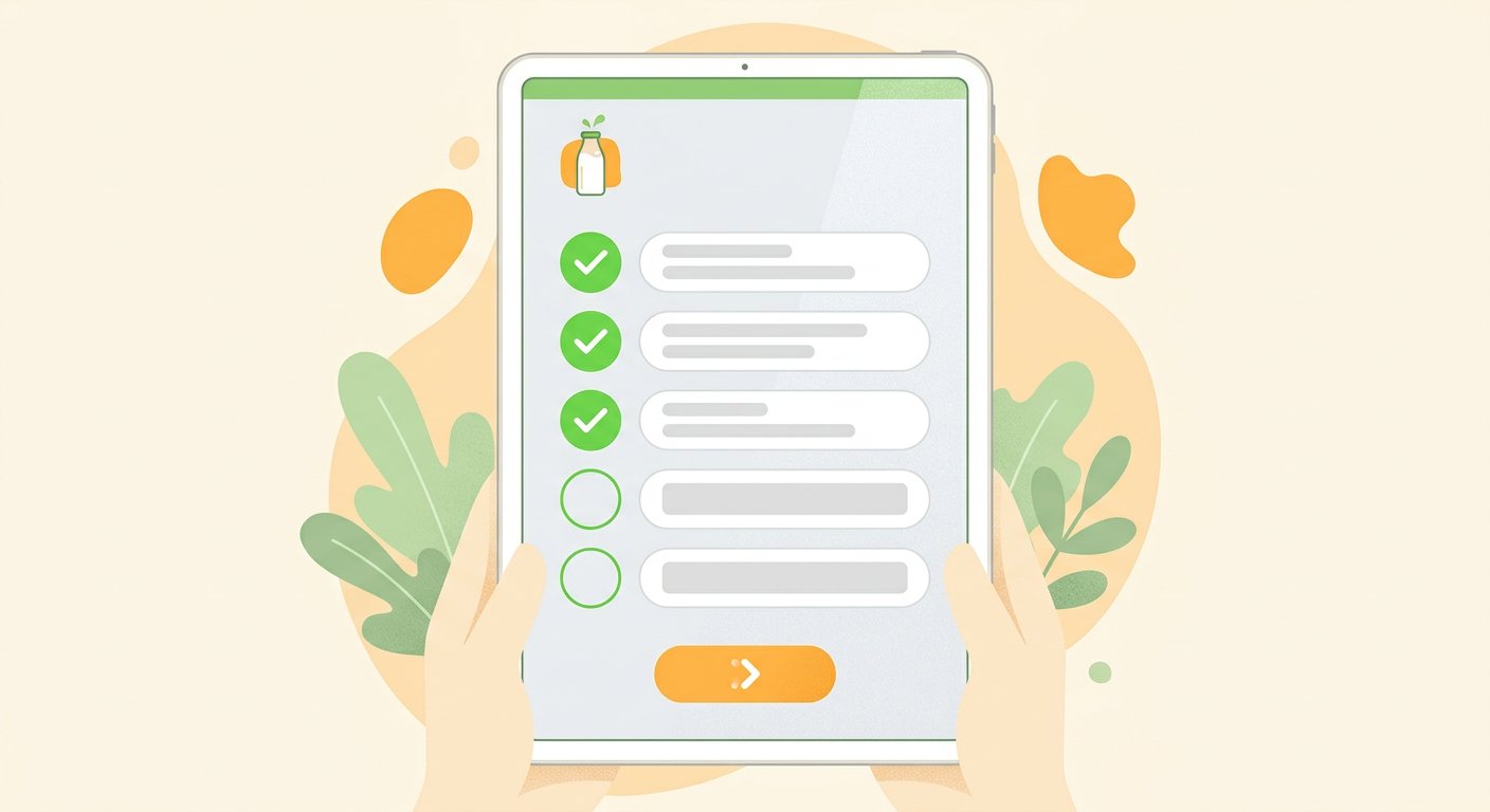 Tablet showing a delivery checklist